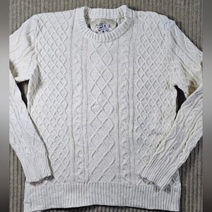 Mens, Large, Piece of Blue, Sweater from Danish style. Cable Knit Cream.